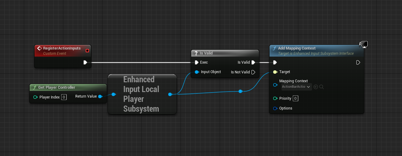 Register action inputs for action bar