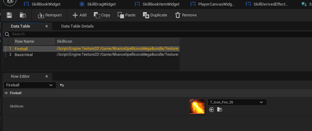 Populate data table with skill names to icons