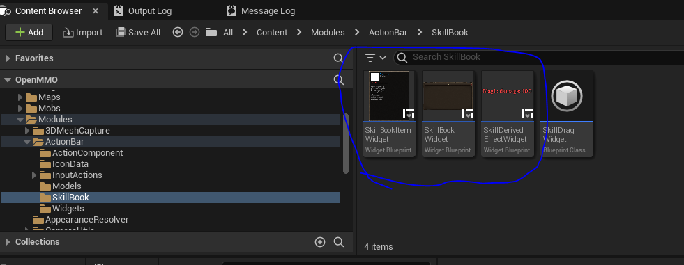 skill book to consist of 3 widgets