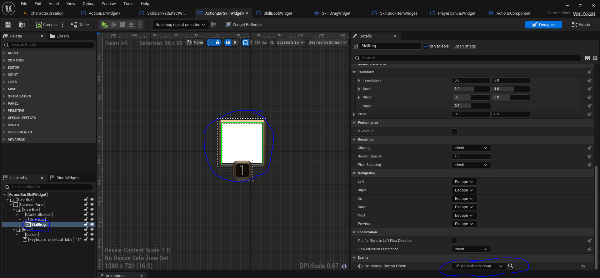 Action Bar Skill Widget - add On Mouse Button Down event