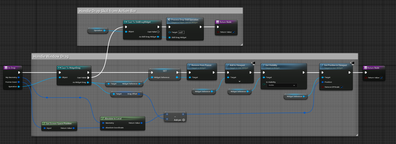 On Drop Functionality displayed