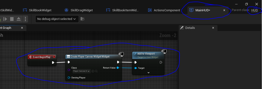 Add player canvas widget on event begin play