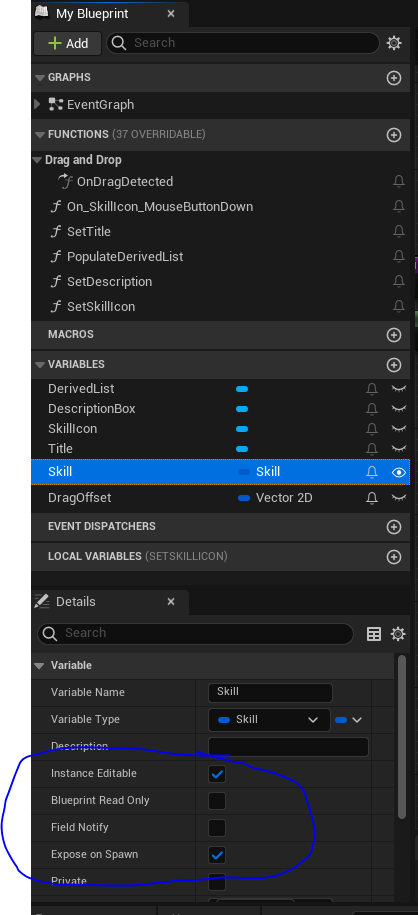Add Skill variable and expose on spawn