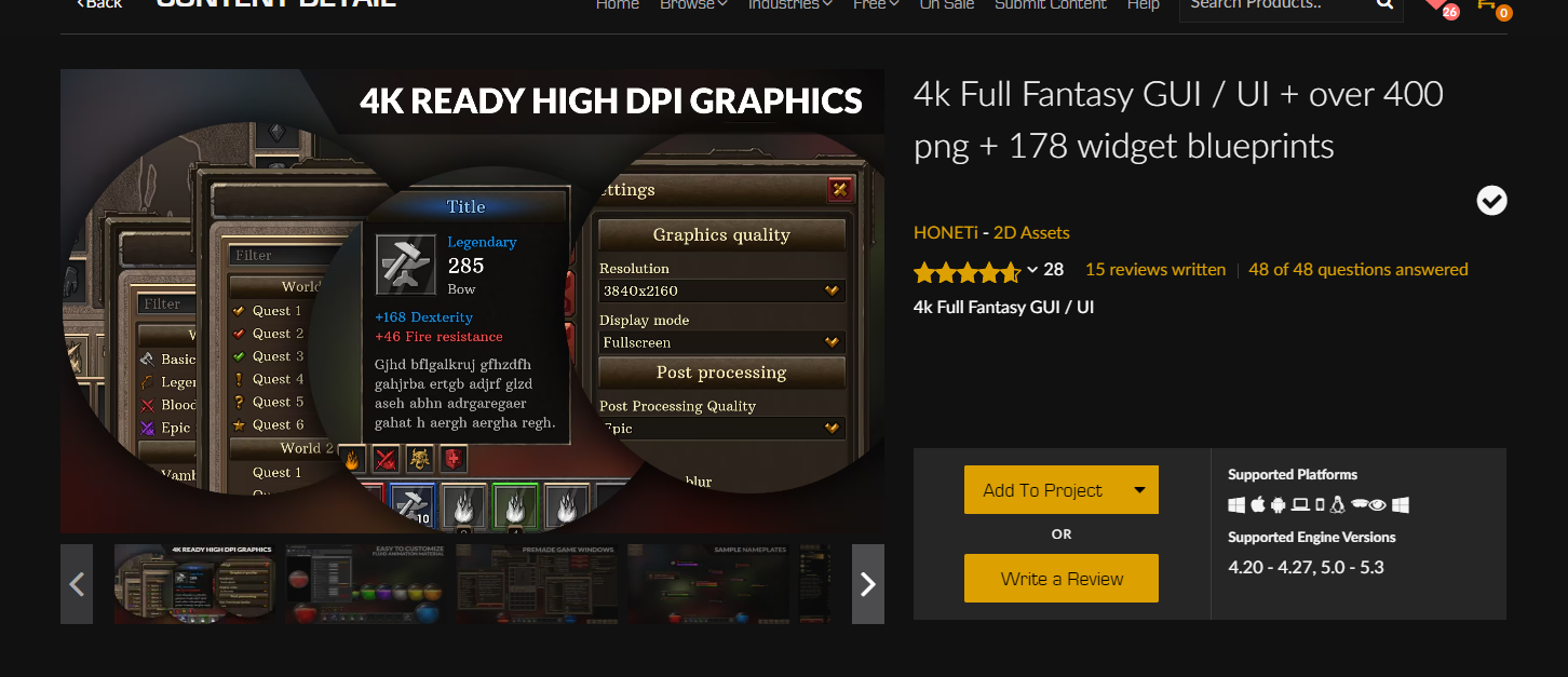 HONETi full fantasy GUI asset pack