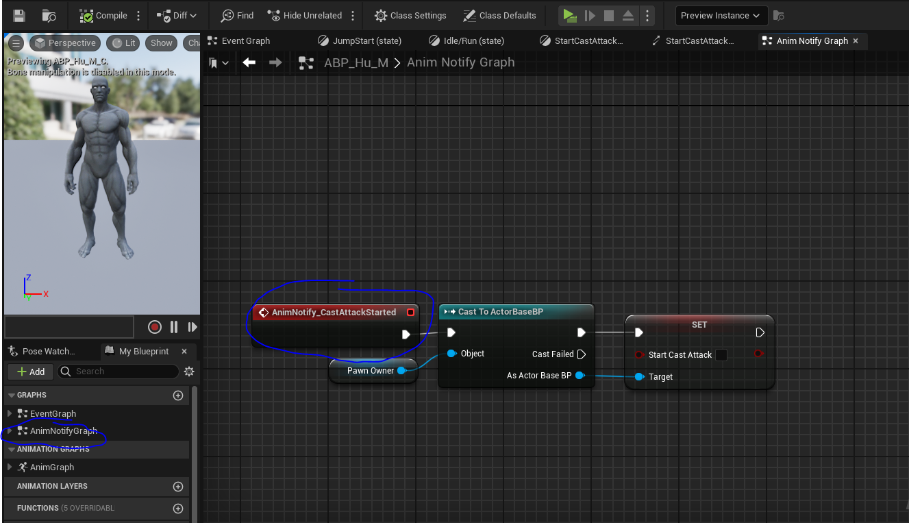 Handle Cast Attack Started custom event