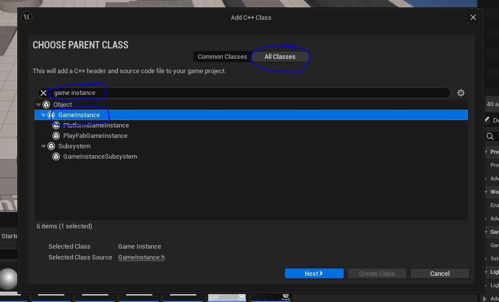 Create a game instance class