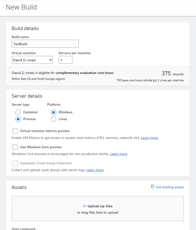 Setup the server details