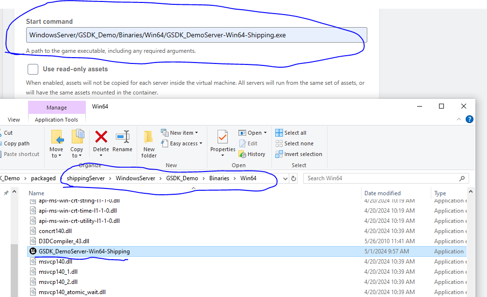 Evaluate the start command for the server