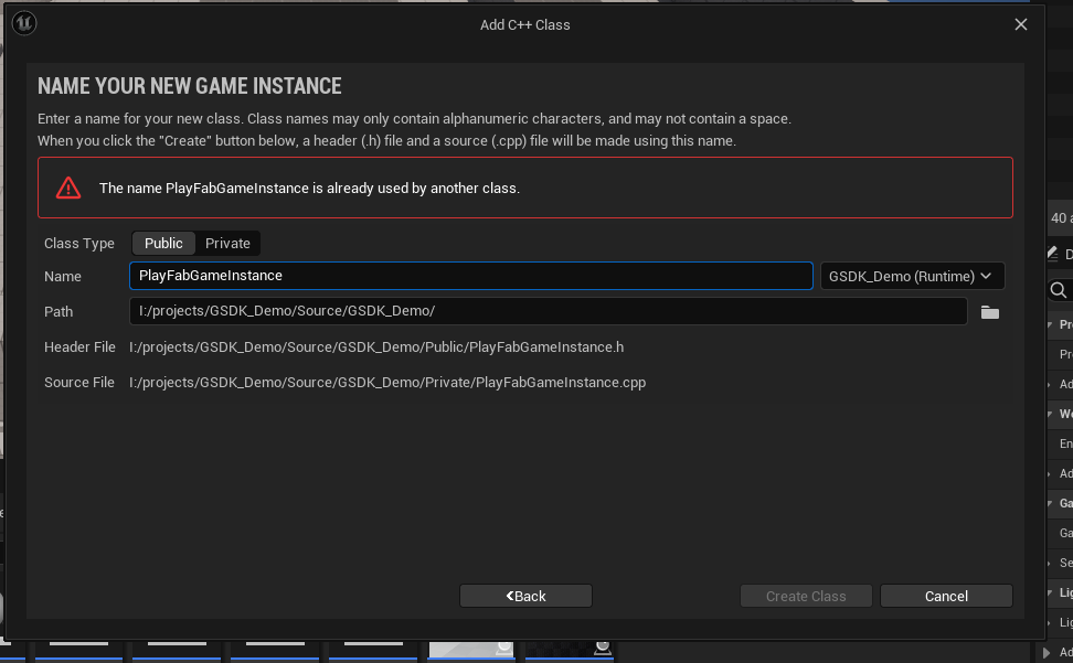 Creating PlayFabGameInstance class.