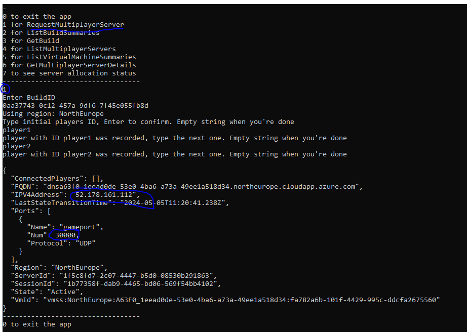 Getting the IP and port from the MPS