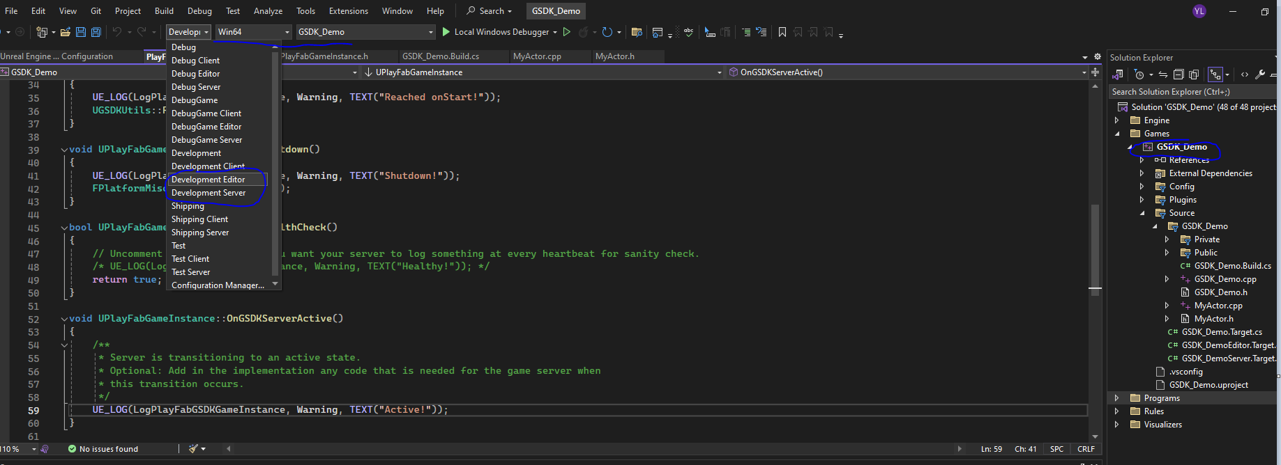 Build with development editor and development server