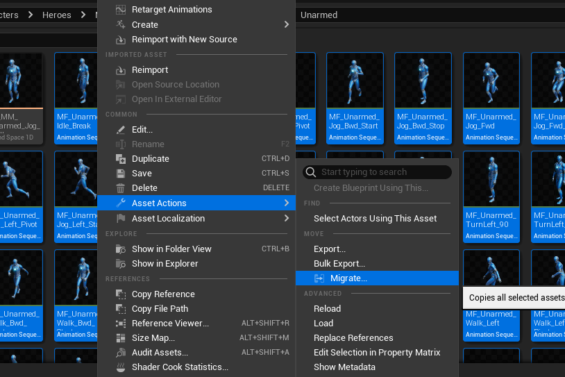 Migrate the assets to your project
