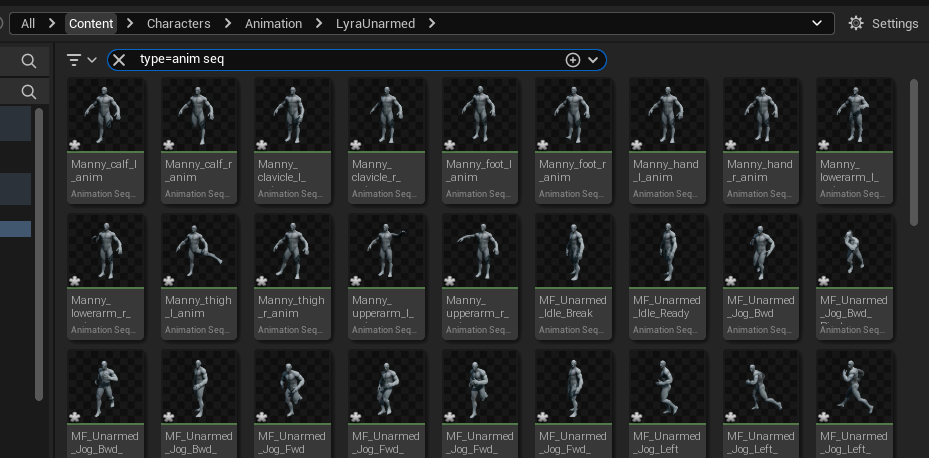 searching animation sequence blueprints