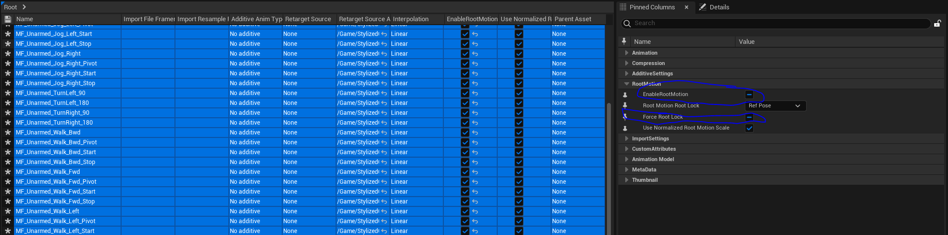 enable root motion and force root lock.