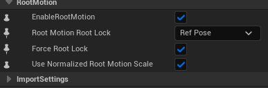 root motion enabled for animation sequences.
