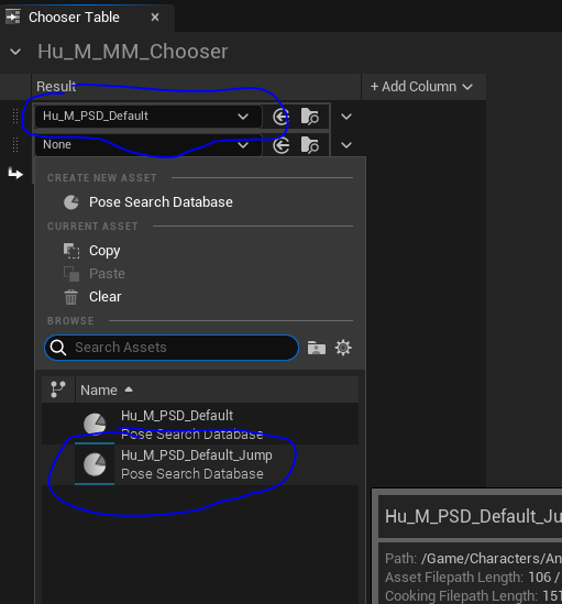 Select two PSD for motion matching