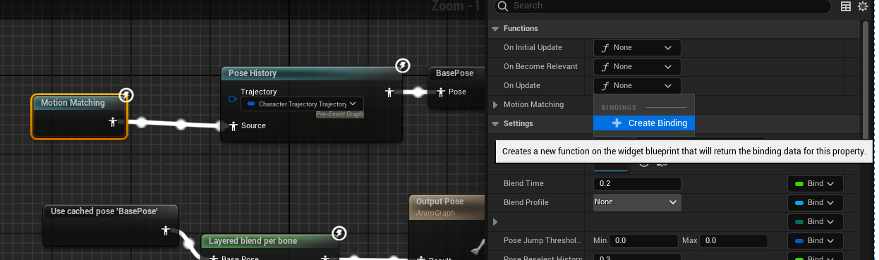 create on-update binding for motion matching