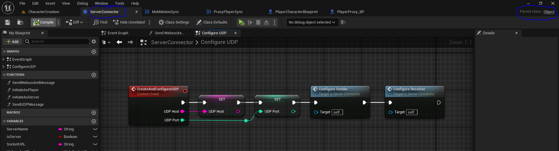 Creating a connection component object.