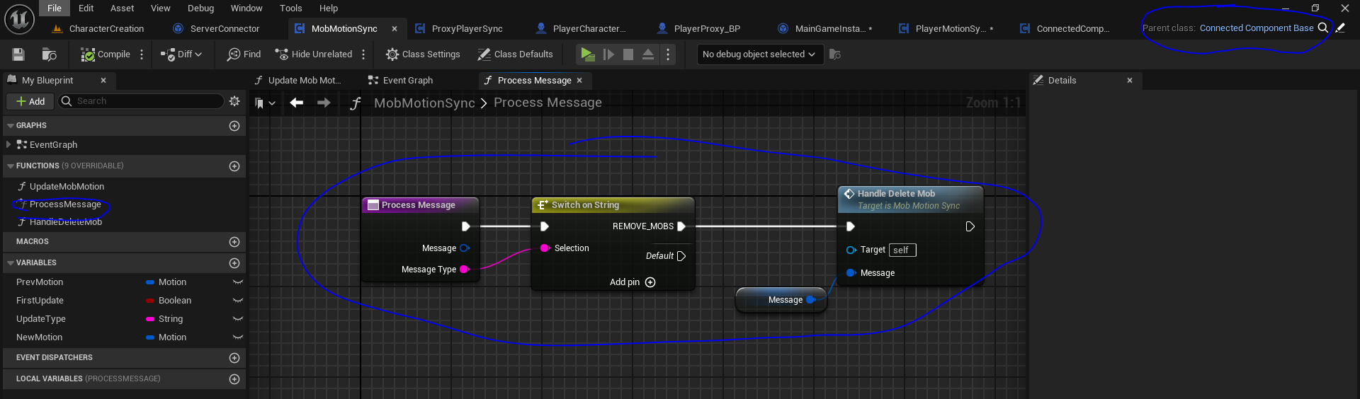 Process message from actor component