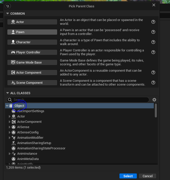 Creating object blueprint