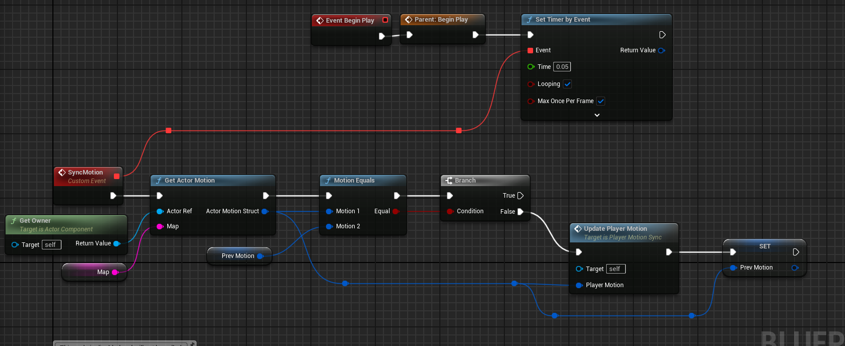 Event begin play - sync actor motion