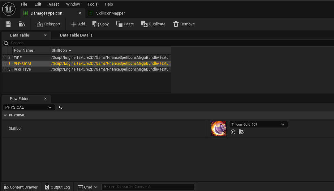 Damage category to icon mapping