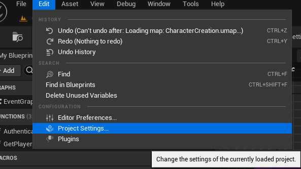 accessing project settings