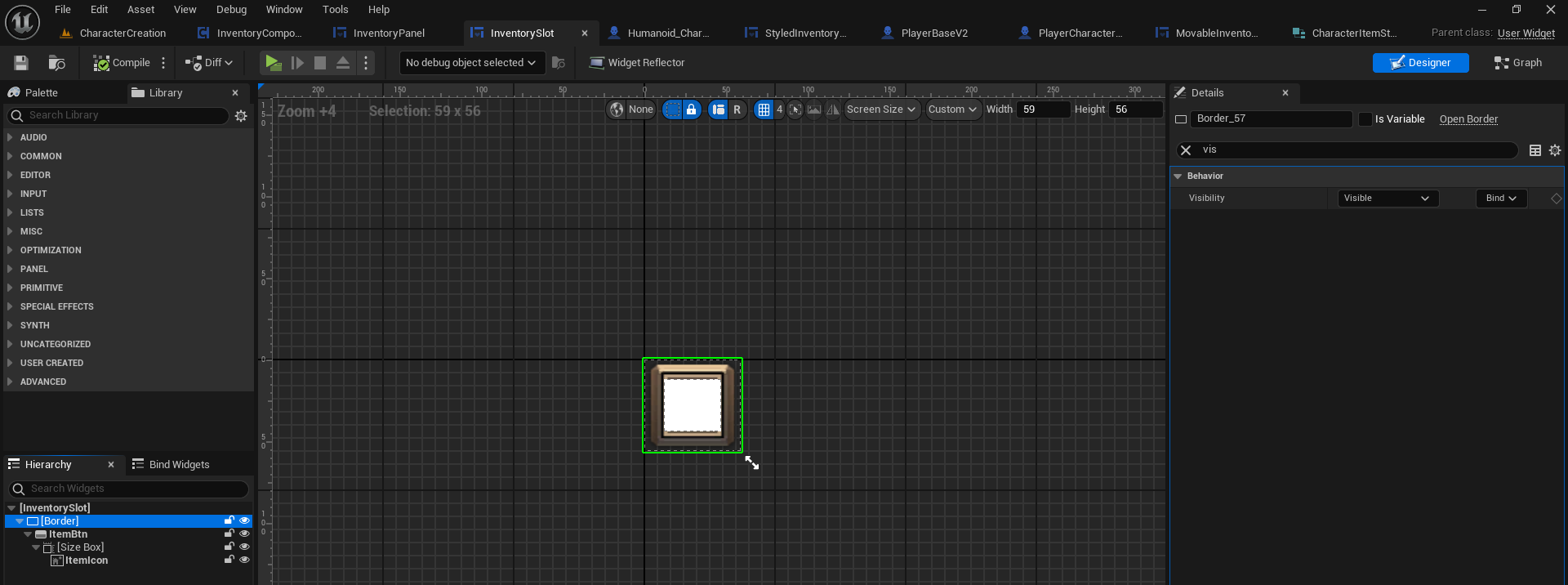 Set root component to Visibility: Visible