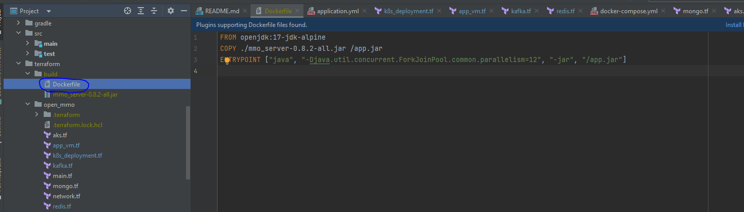 Create a Dockerfile and move the jar to same directory