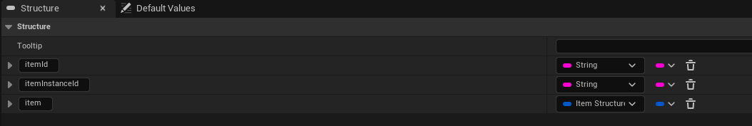 Item instance structure