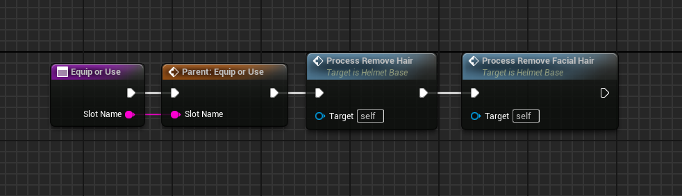Helmet can remove character hair and facial features