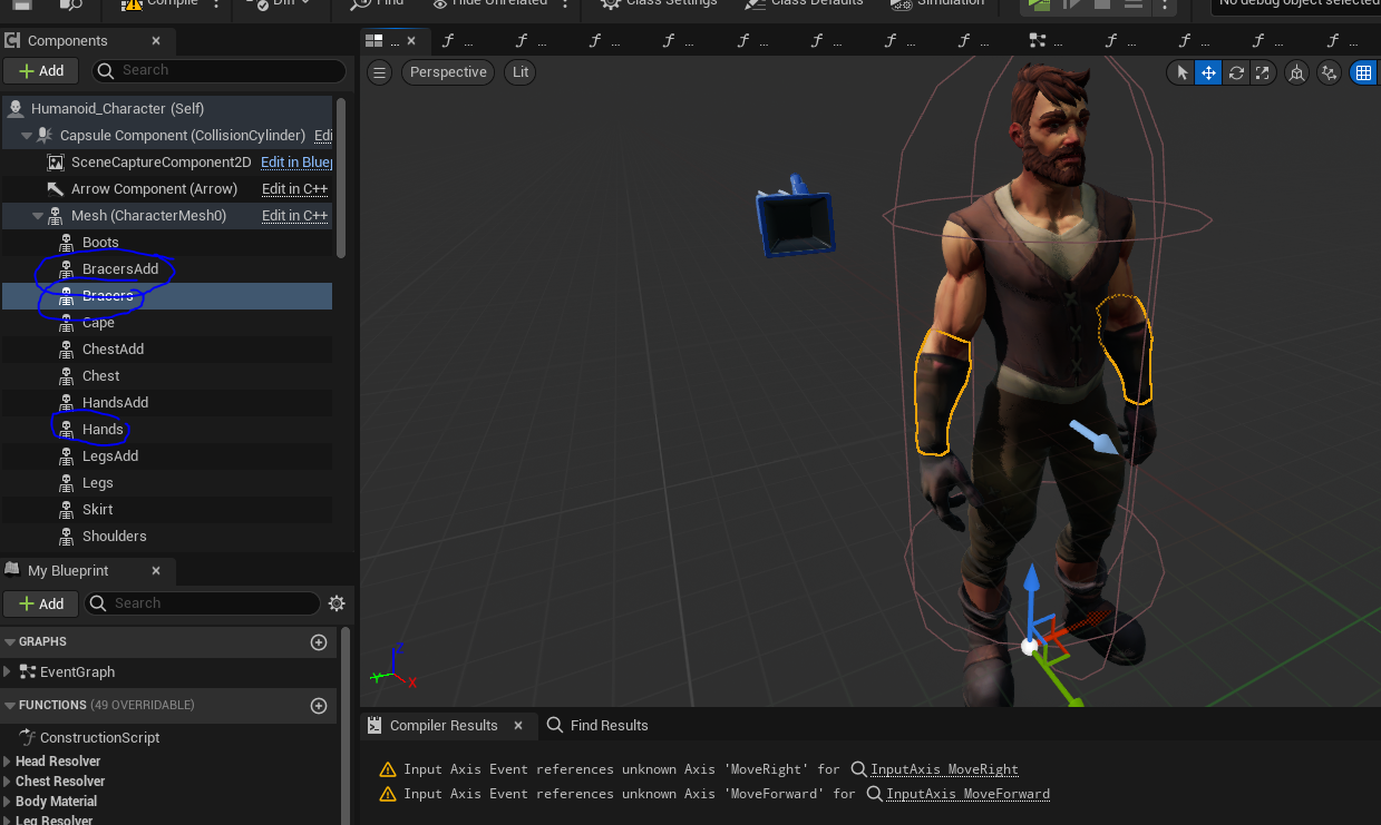 Highlight the affected gloves components