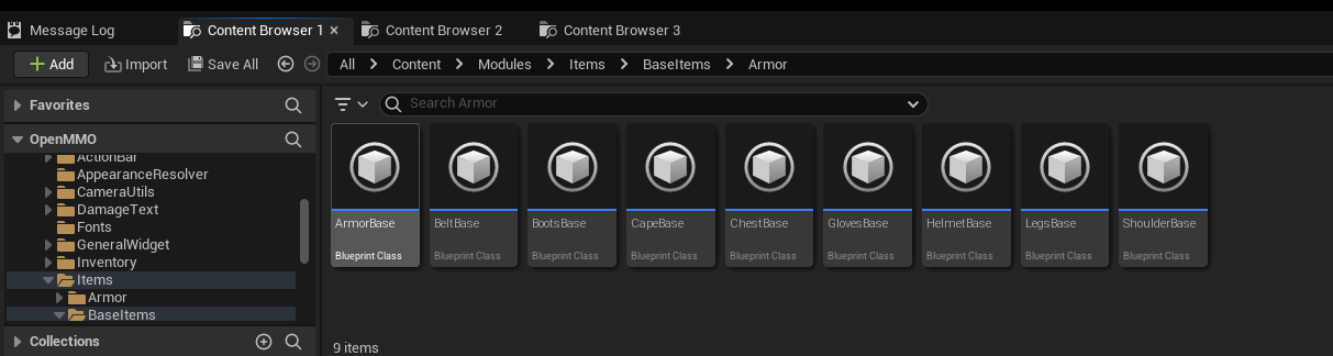 Base armor item blueprints