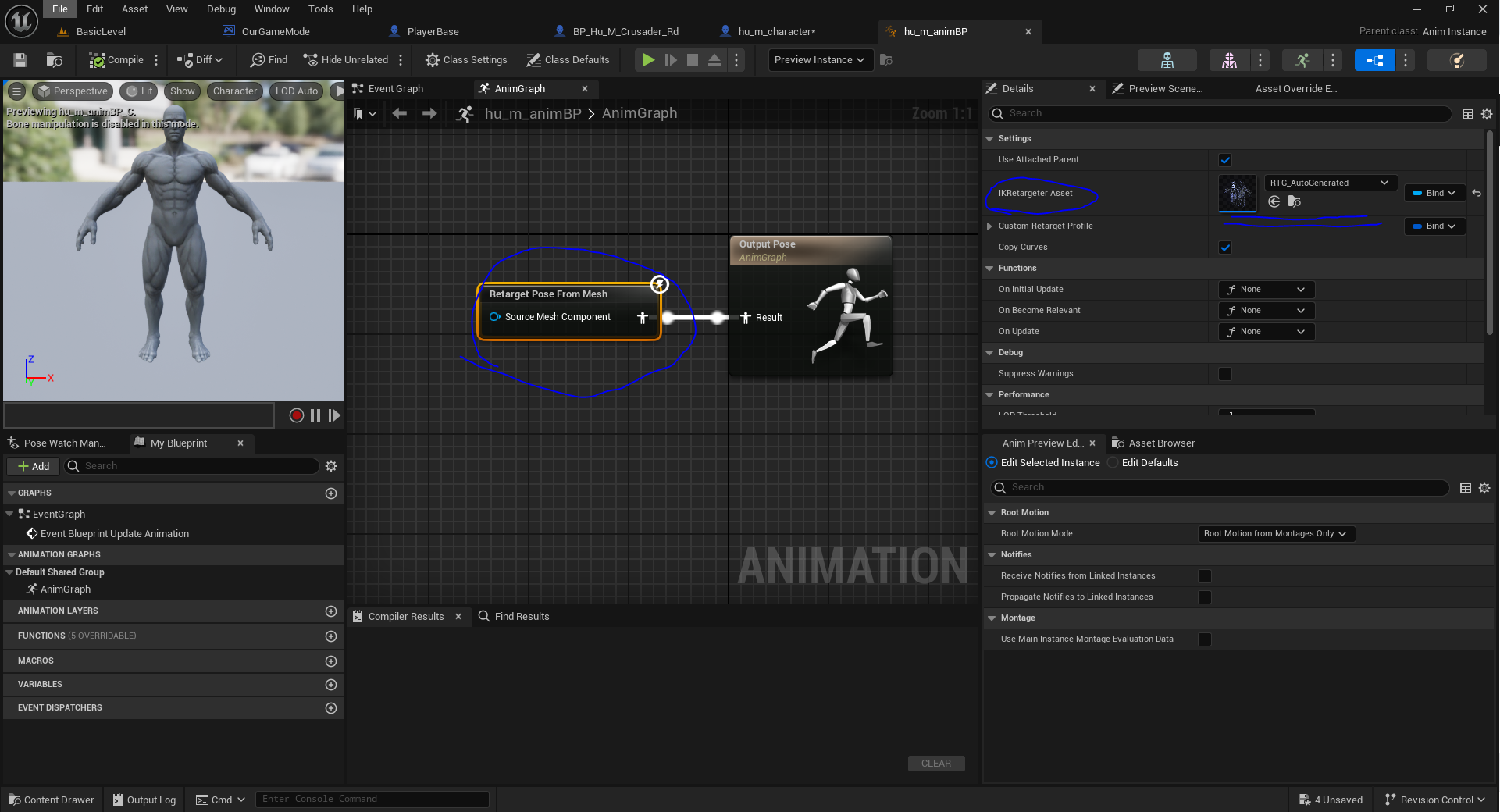 Add retarget pose from mesh in anim bp
