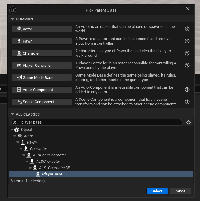 Create a new character BP extending the player base