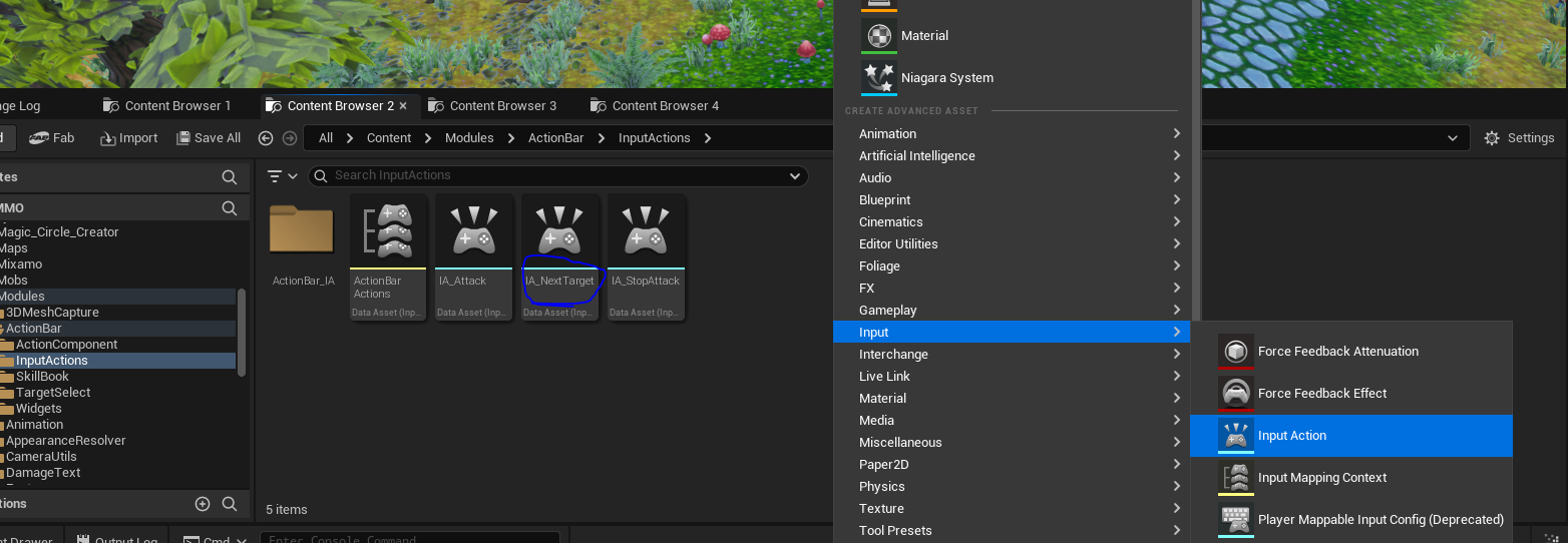 Create the input action and the input mapping context