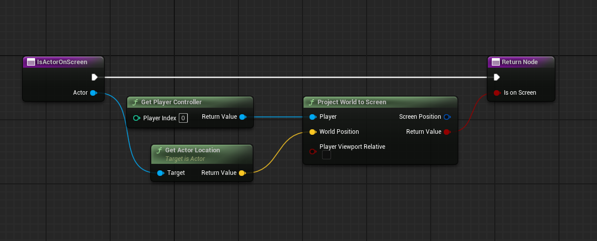 Check if actor is on screen using project world to screen